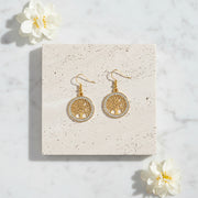 Gold tree of life crystal halo drop earrings — spiritual symbol jewelry for growth