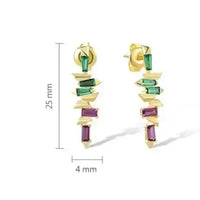 Triple Spinel Rainbow Studs - 925 Sterling Silver Gold | Chakra Balancing Collection