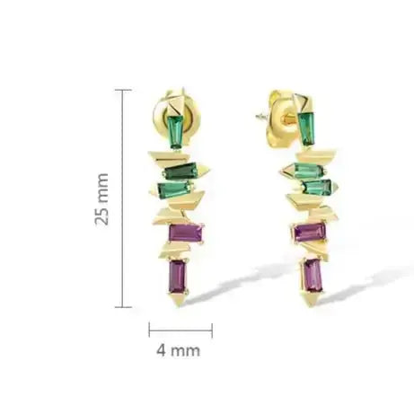 Triple Spinel Rainbow Studs - 925 Sterling Silver Gold | Chakra Balancing Collection