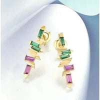 Triple Spinel Rainbow Studs - 925 Sterling Silver Gold | Chakra Balancing Collection