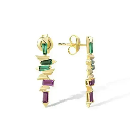 Triple Spinel Rainbow Studs - 925 Sterling Silver Gold | Chakra Balancing Collection