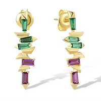 Triple Spinel Rainbow Studs - 925 Sterling Silver Gold | Chakra Balancing Collection