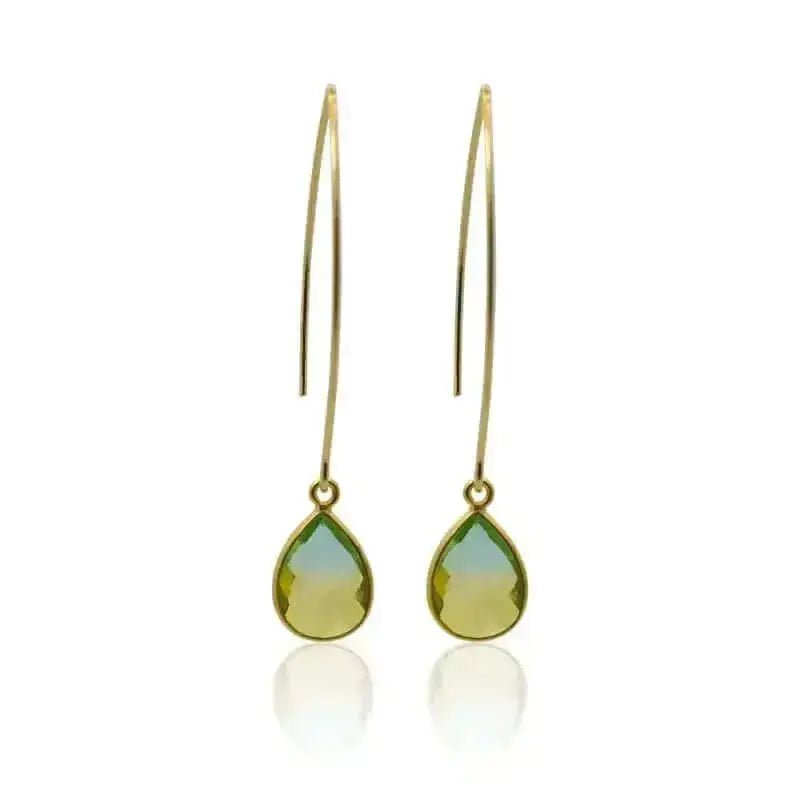 Tropical Aura Drop Long Gold Earrings - Mystic Soul Jewelry