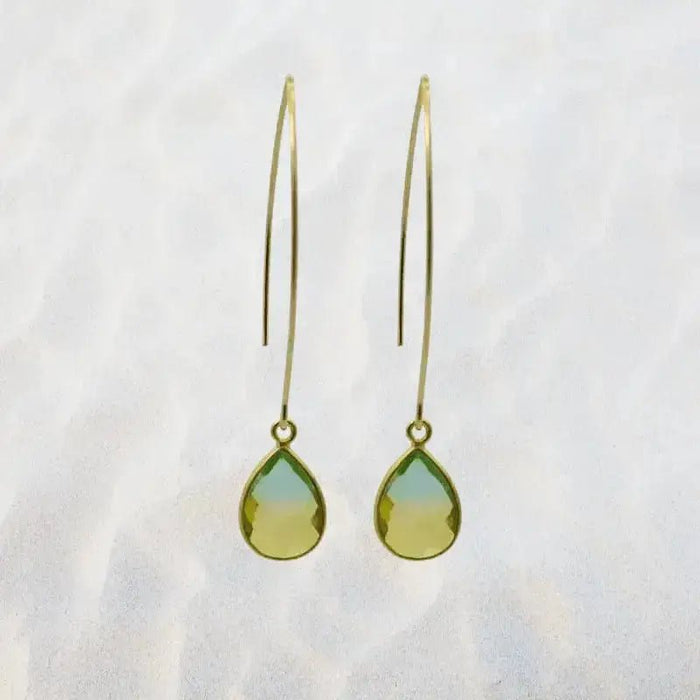 Tropical Aura Drop Long Gold Earrings - Mystic Soul Jewelry