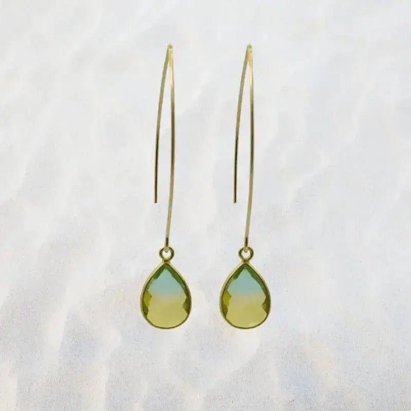 Tropical Aura Drop Long Gold Earrings - Mystic Soul Jewelry