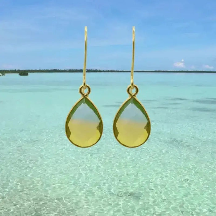 Tropical Aura Drop Short Gold Earrings - Mystic Soul Jewelry