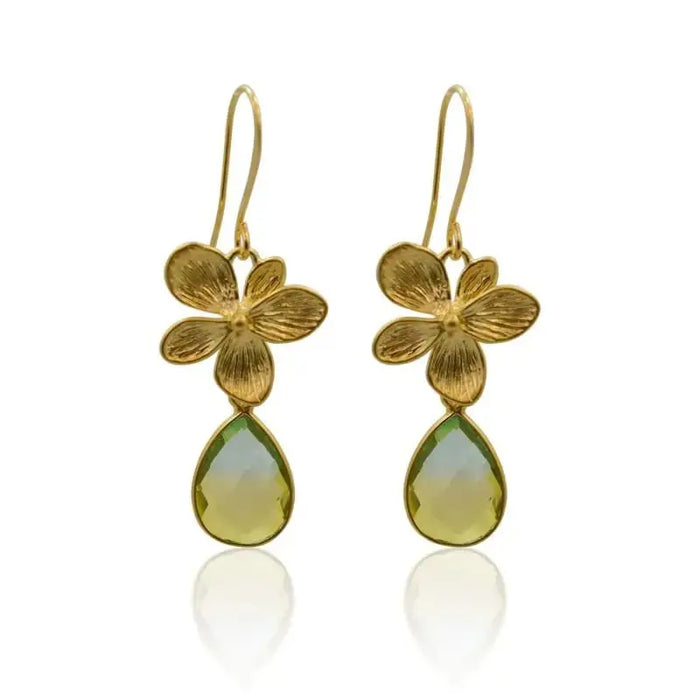 Tropical Aura Single Bloom Plumeria Gold Earrings earrings