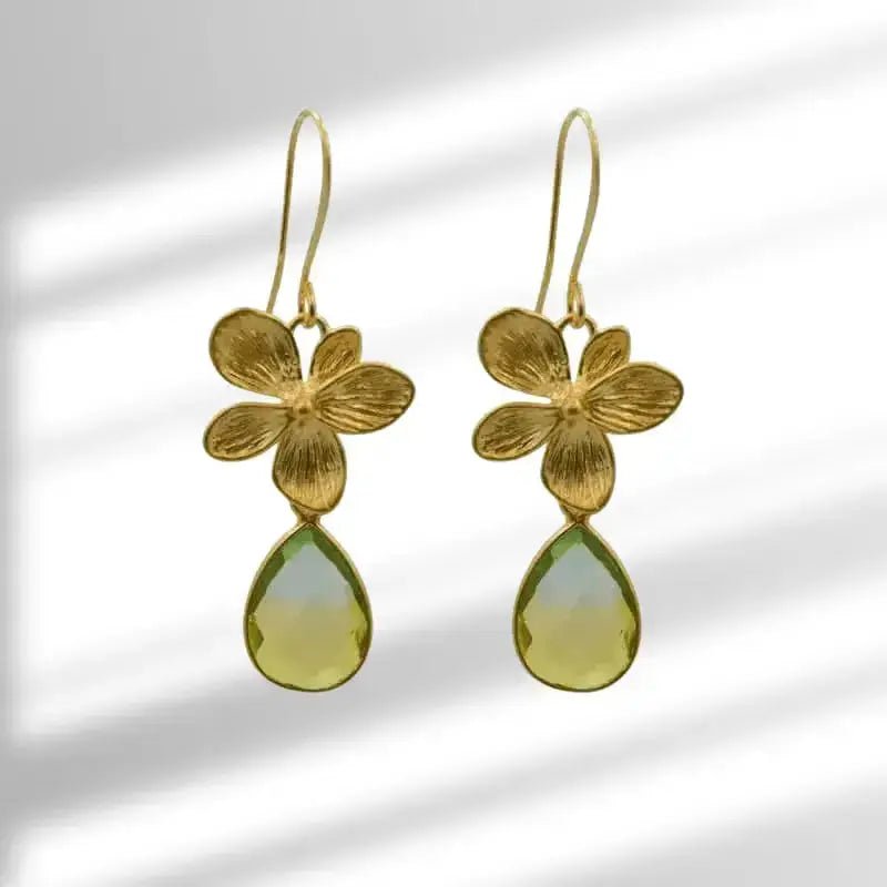 Tropical Aura Single Bloom Plumeria Gold Earrings - Mystic Soul Jewelry