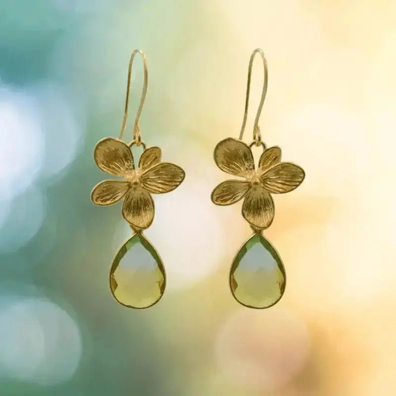 Tropical Aura Single Bloom Plumeria Gold Earrings - Mystic Soul Jewelry