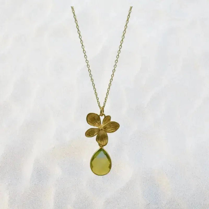 Tropical Aura Single Bloom Plumeria Gold Necklace - Mystic Soul Jewelry