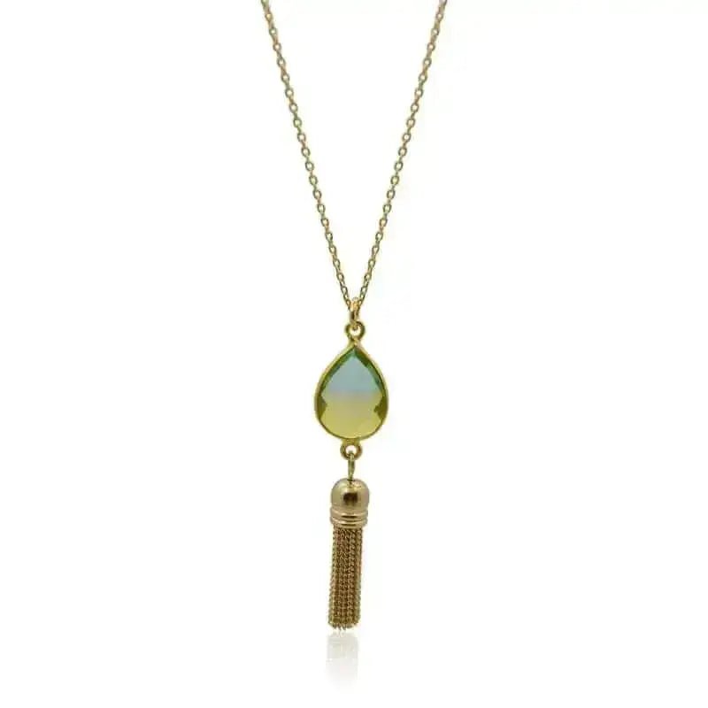 Tropical Aura Tassel Gold Necklace - Mystic Soul Jewelry