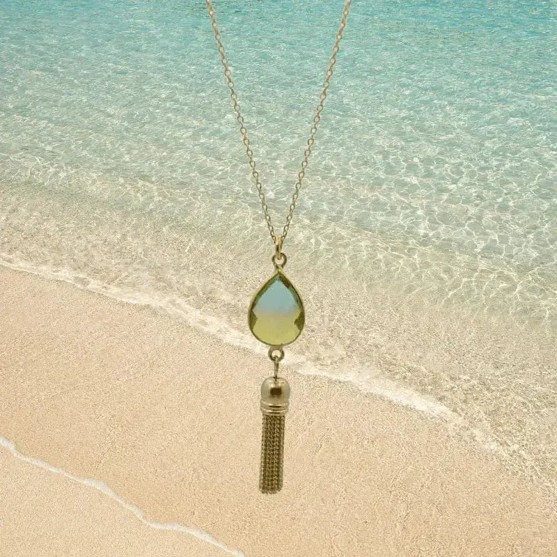 Tropical Aura Tassel Gold Necklace - Mystic Soul Jewelry