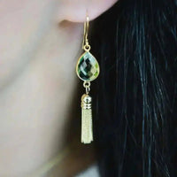 Tropical Earrings - Aura Gold Tassels - Mystic Soul Jewelry