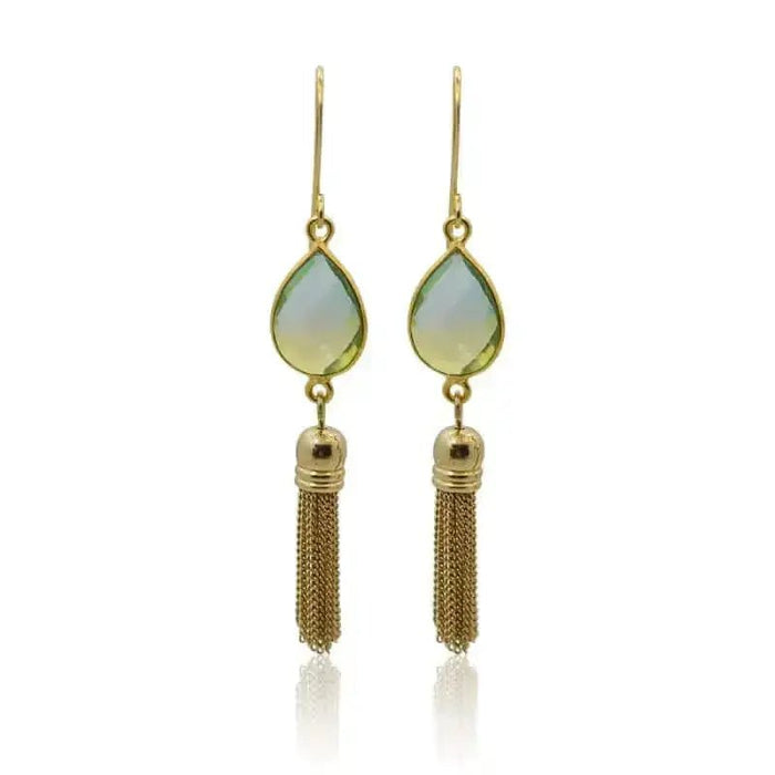 Tropical Earrings - Aura Gold Tassels - Mystic Soul Jewelry