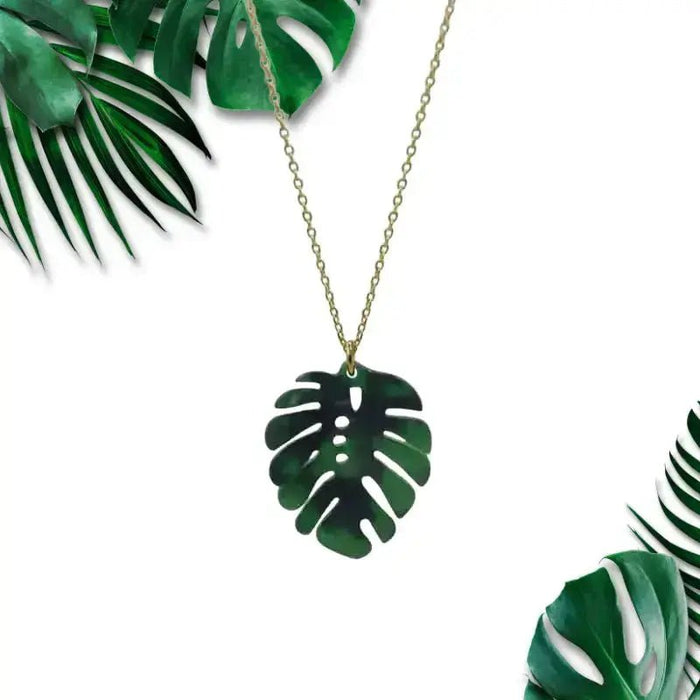 Tropical Leaf Resin Necklace - Mystic Soul Jewelry