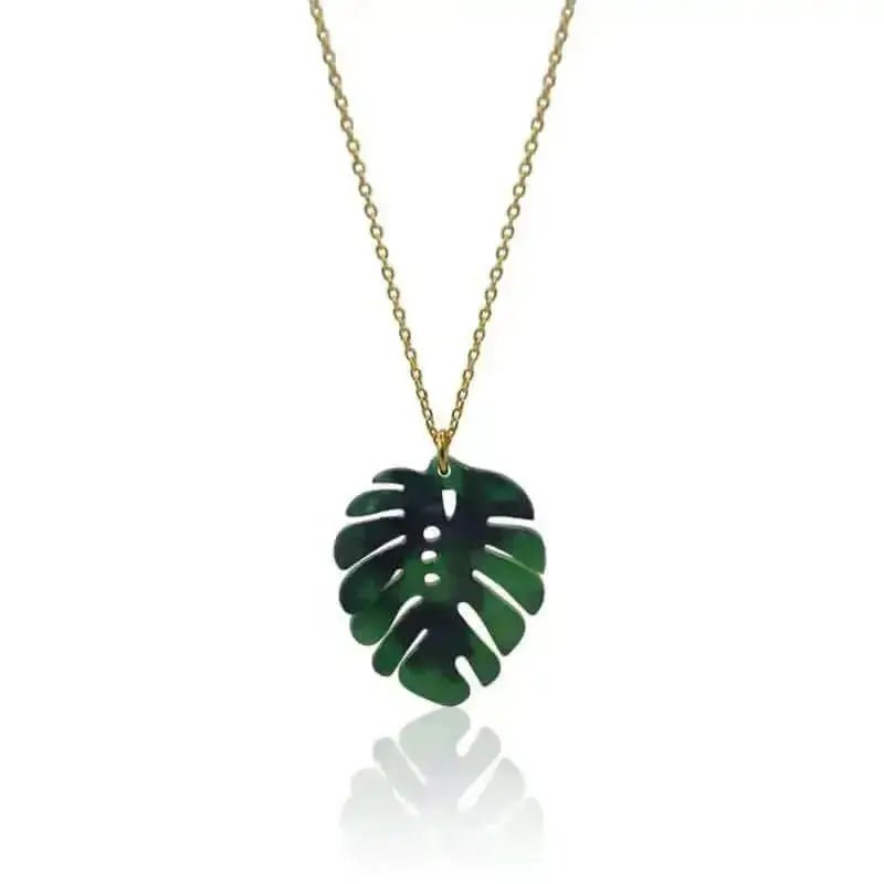 Tropical Leaf Resin Necklace - Mystic Soul Jewelry