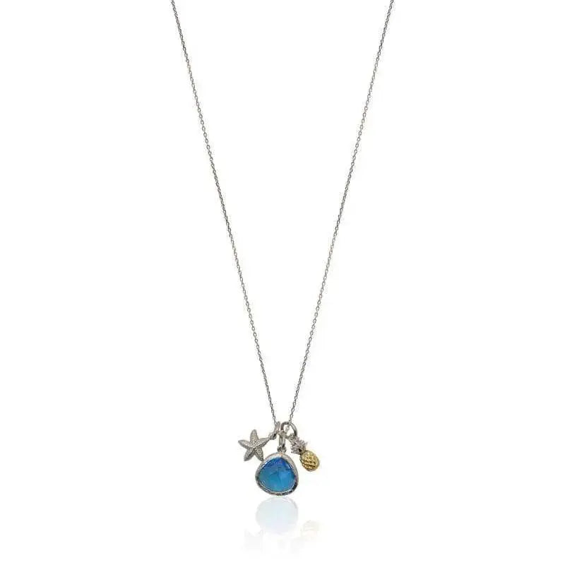 capri mini drop pineapple starfish necklace*