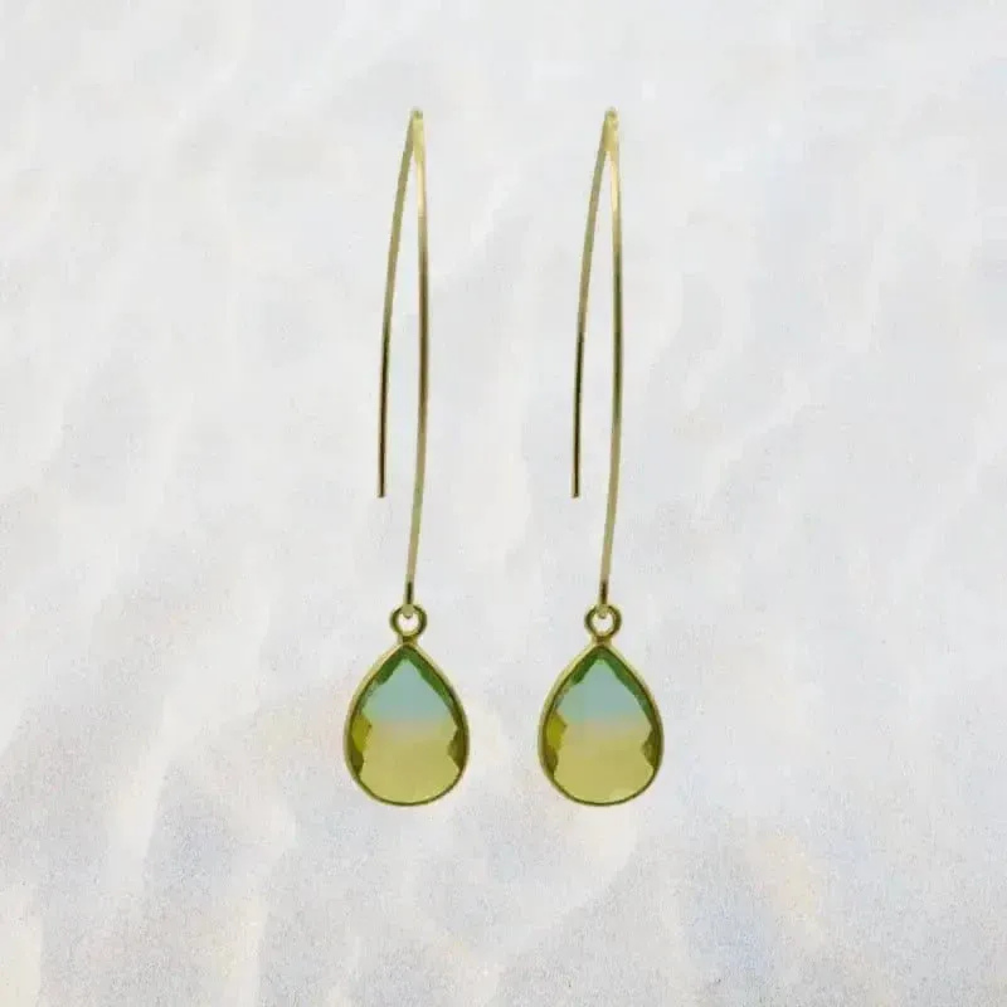 Tropical Aura Drop Long Gold Earrings