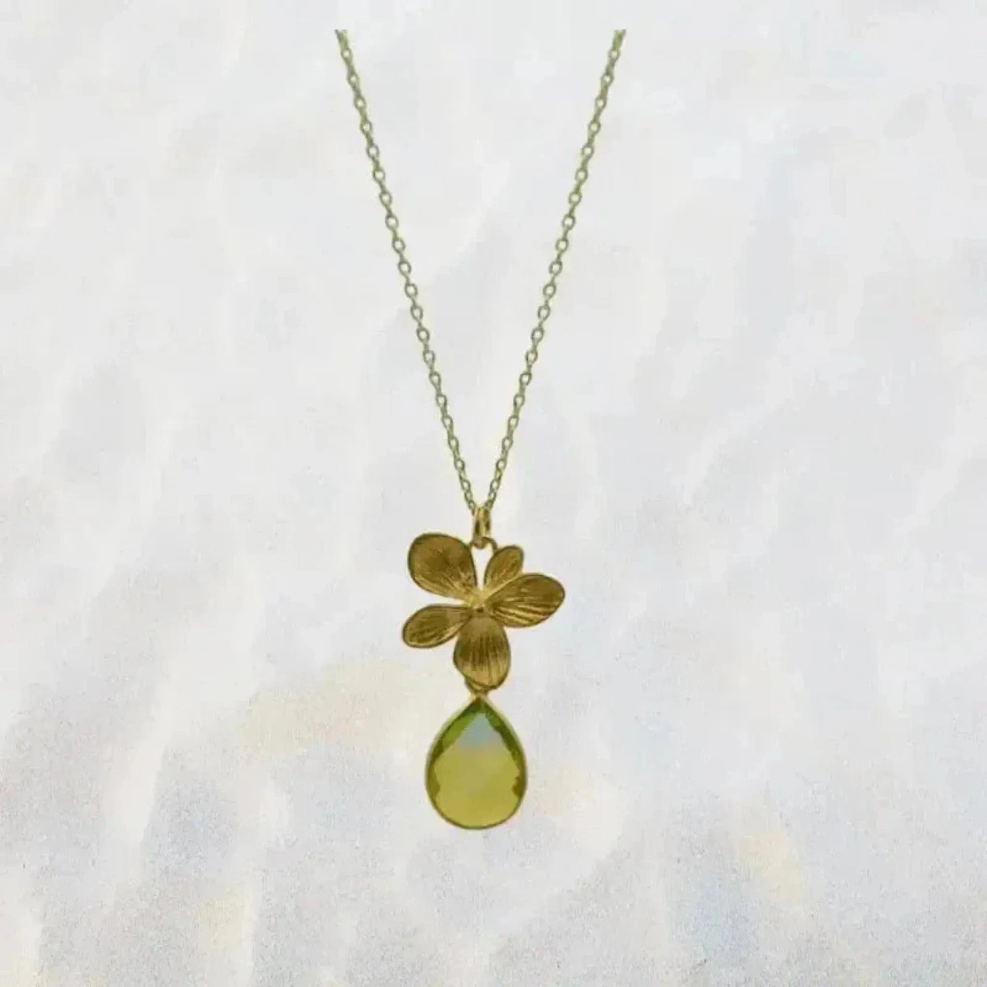 tropical green aura orchid necklace
