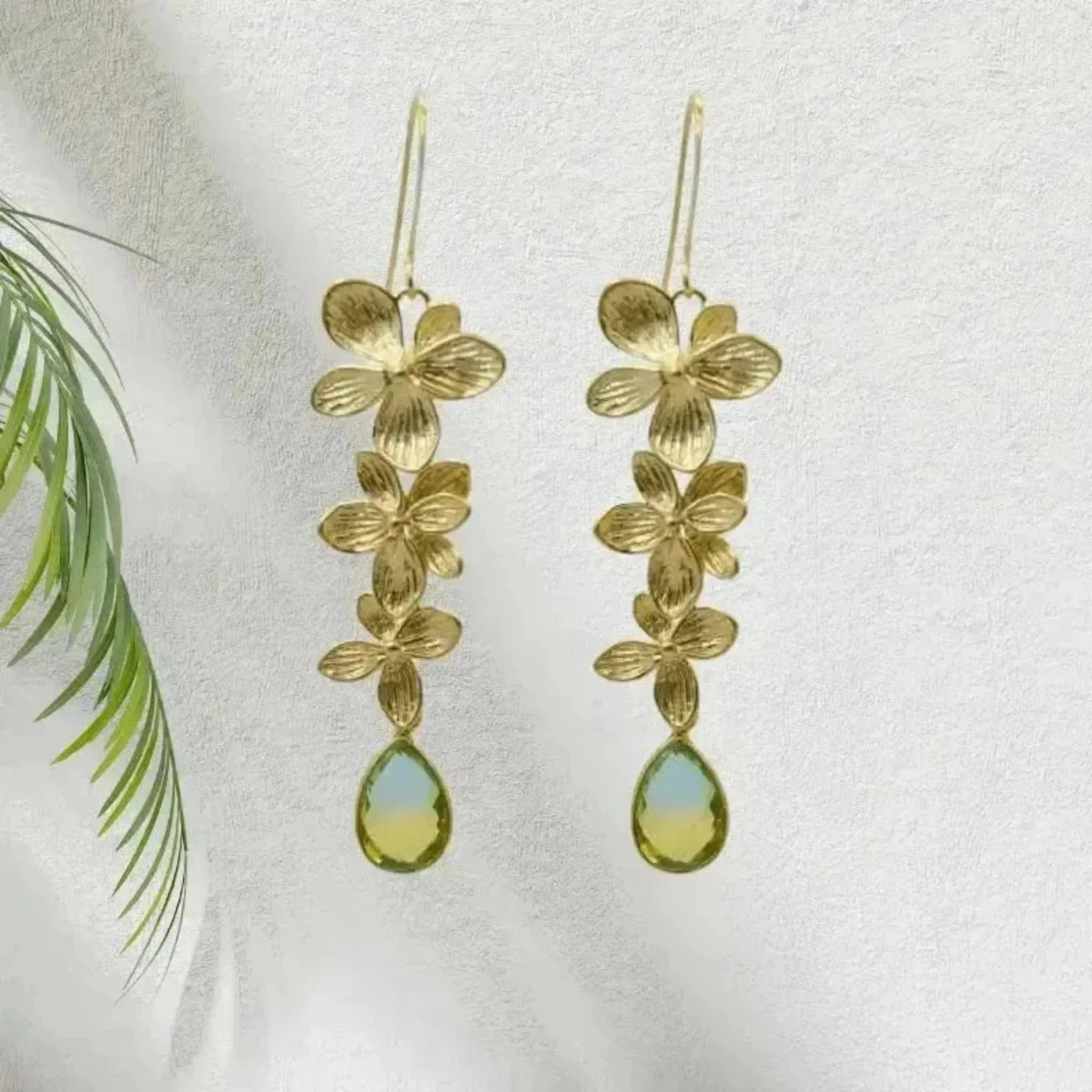 orchid aura green earrings