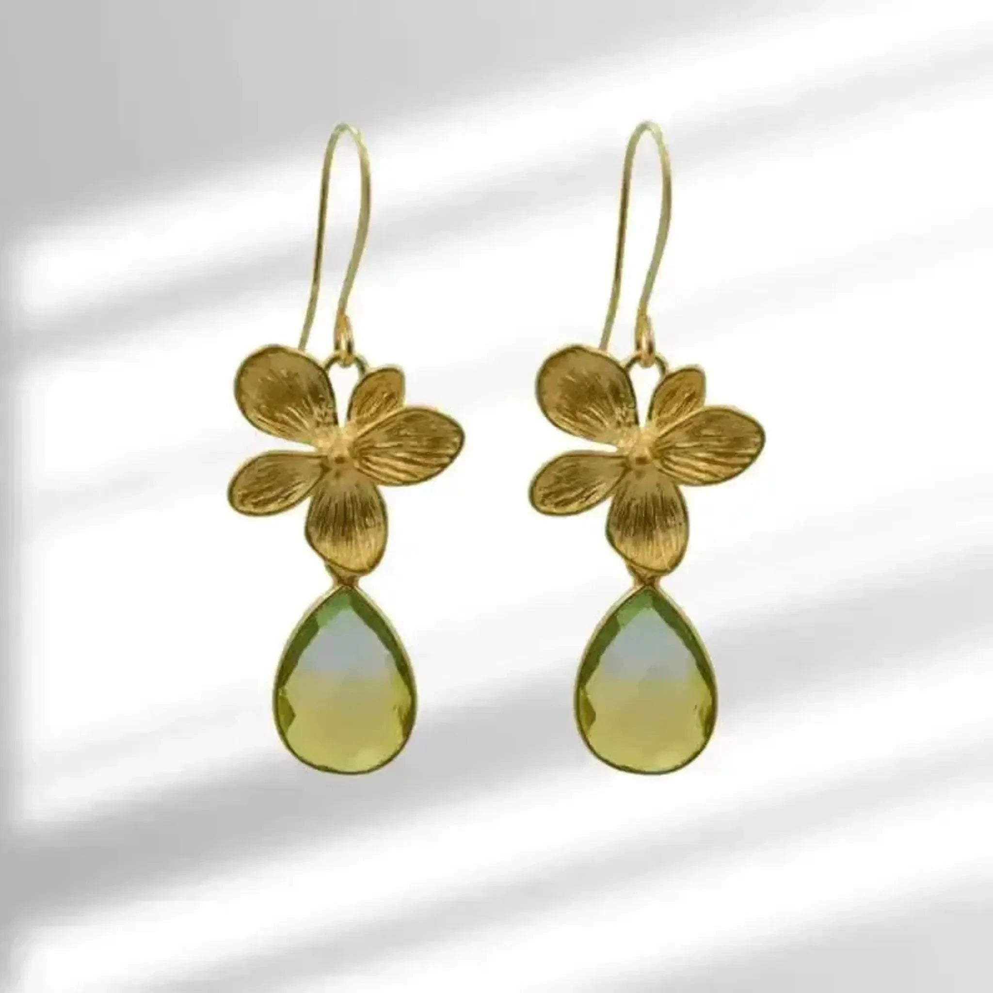 tropical green aura orchid earrings