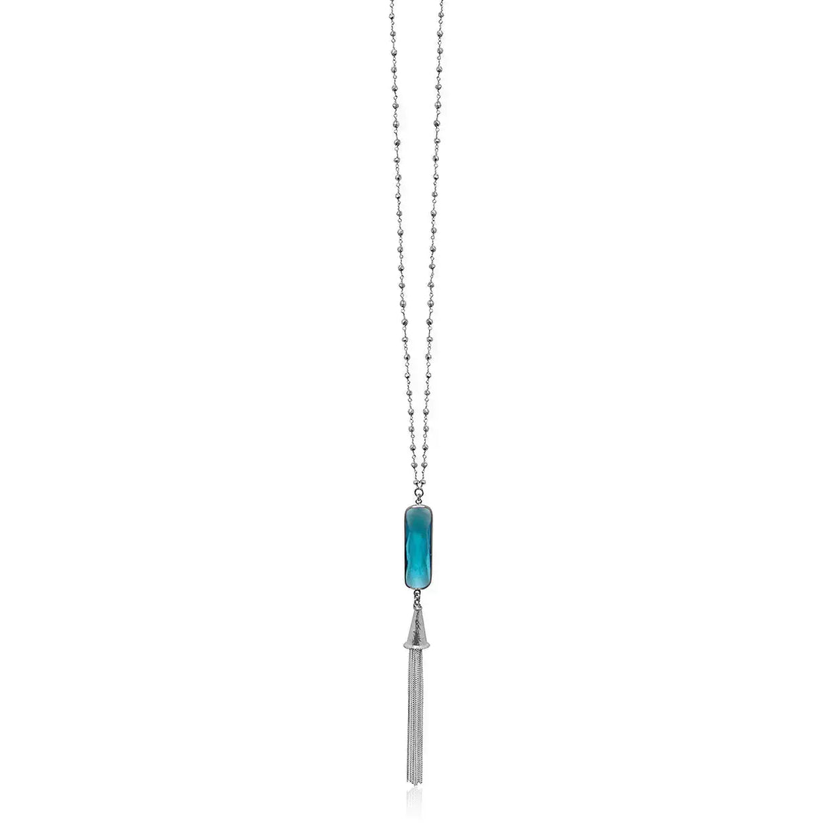 Vivid Capri Blue Tassel Necklace | Ocean Jewelry - Mystic Soul Jewelry