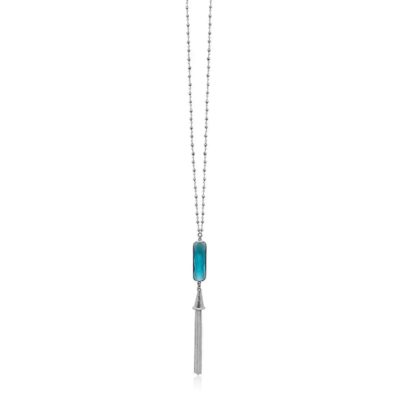 capri blue gold tassel necklace