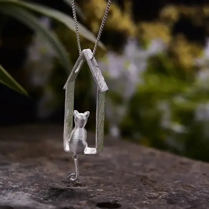 Window Cat Moving Pendant | Sterling Silver Luxe Collection - Mystic Soul Jewelry