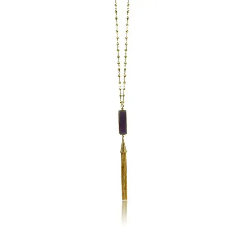 Amethyst Tassel Necklace - Hydro - Quartz - Mystic Soul Jewelry