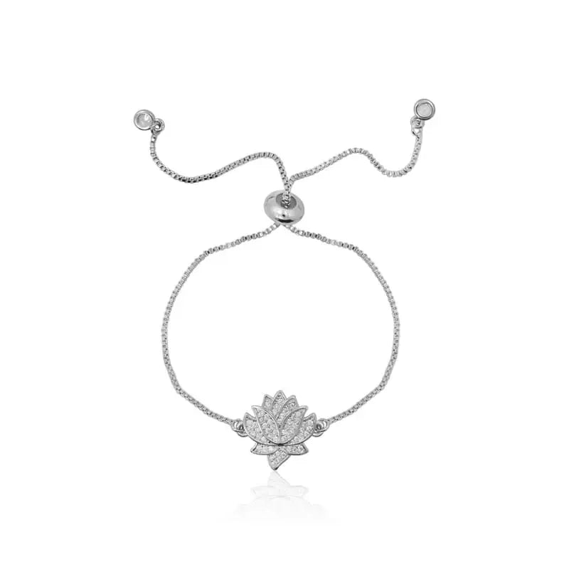 Lotus Flower - Adjustable Bracelet Silver bracelet