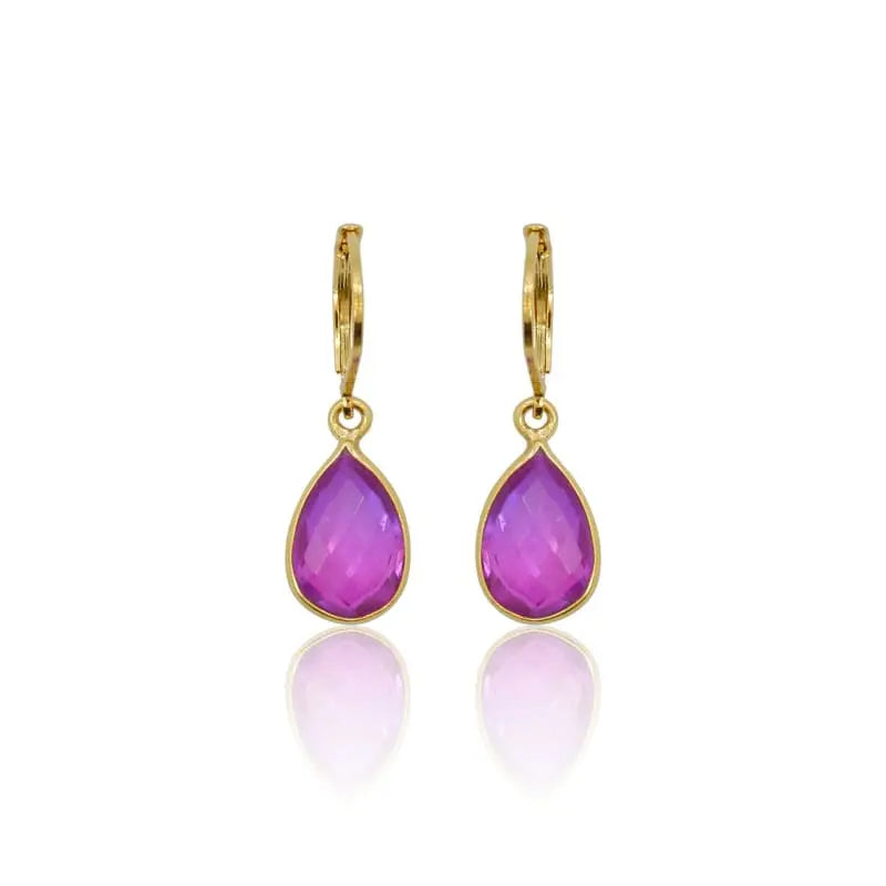Pink Aura MINI Drop Earrings - Gold earrings