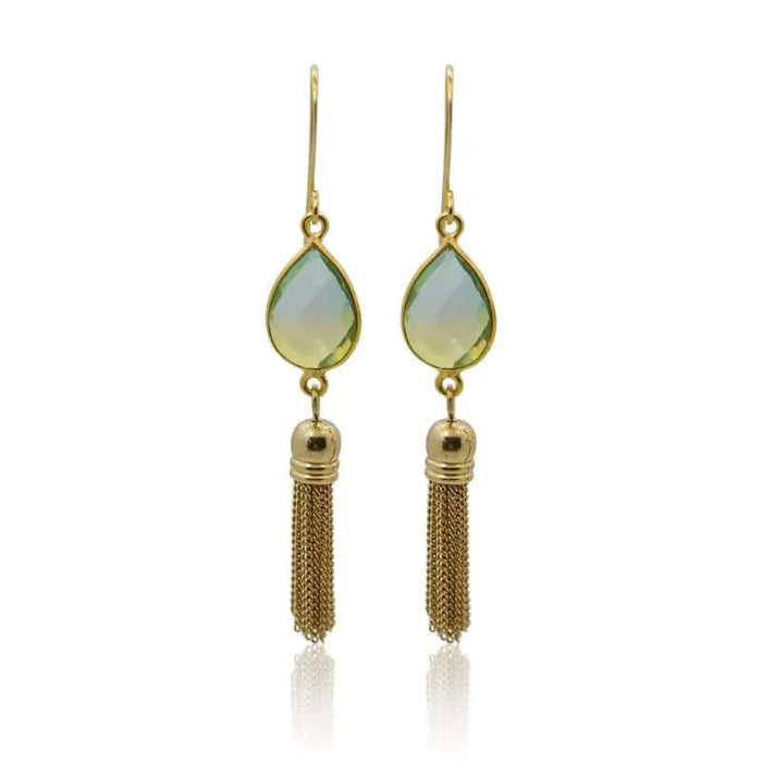 Tropical Earrings - Aura Gold Tassels - Mystic Soul Jewelry