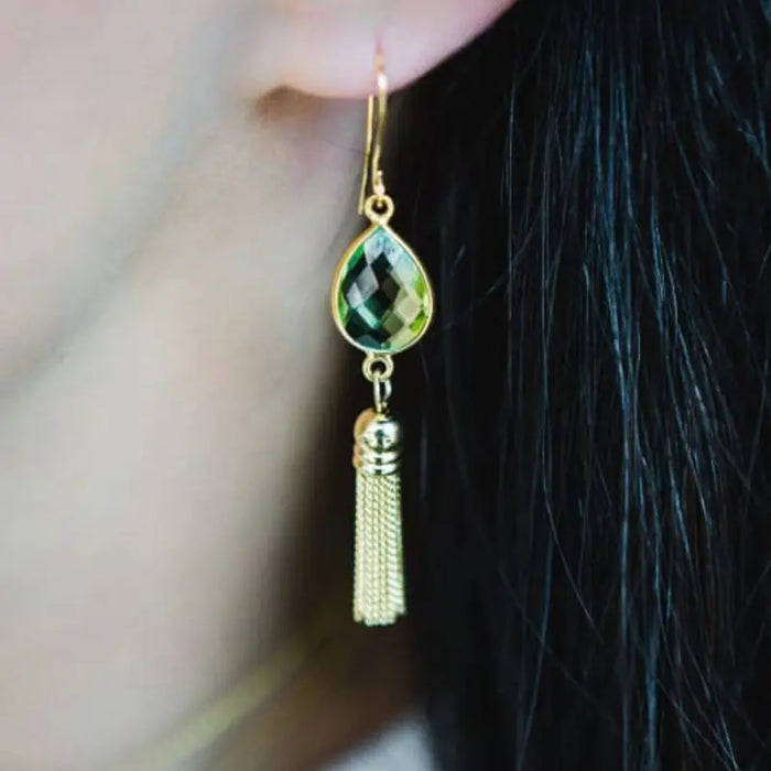 Tropical Aura Gold Tassel Earrings - Mystic Soul Jewelry